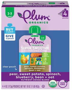 Pear,Sweet Potato,Spinach,Blueberry Pouch (4 Pack)