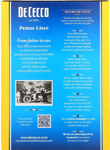 Penne Lisce Pasta