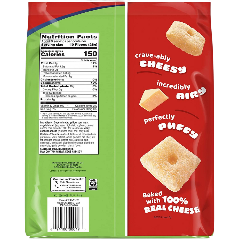 Puff'D White Cheddar Snack Crackers