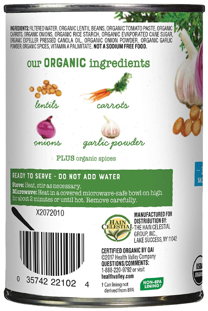 Soup Lentil No Salt Added