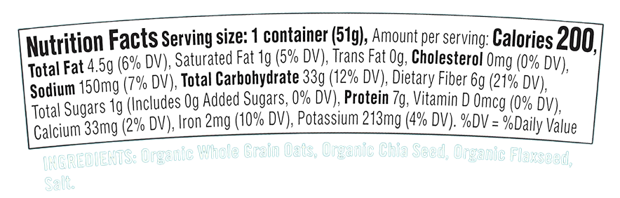 Organic Gluten Free Classic Oatmeal With Flax & Chia