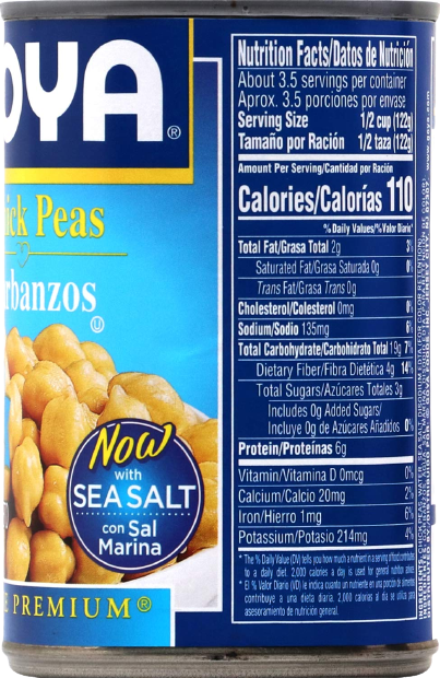 Low Sodium Chick Peas