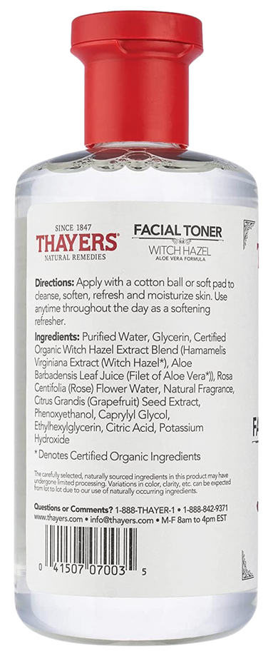 Witch Hazel Facial Toner With Aloe Vera Formula Alcohol-Free Rose Petal