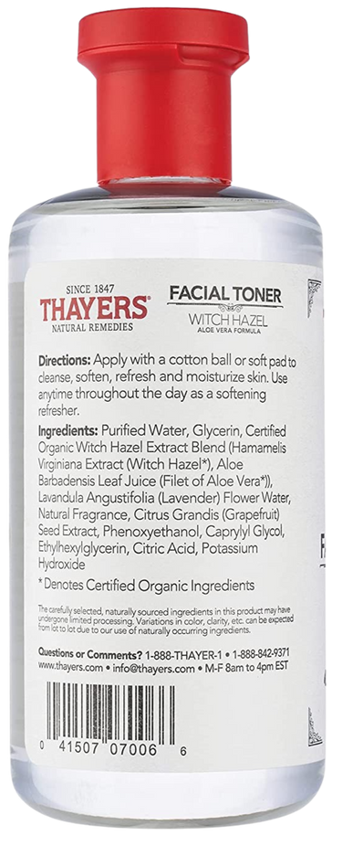 Witch Hazel Facial Toner With Aloe Vera Formula Alcohol-Free Lavendar