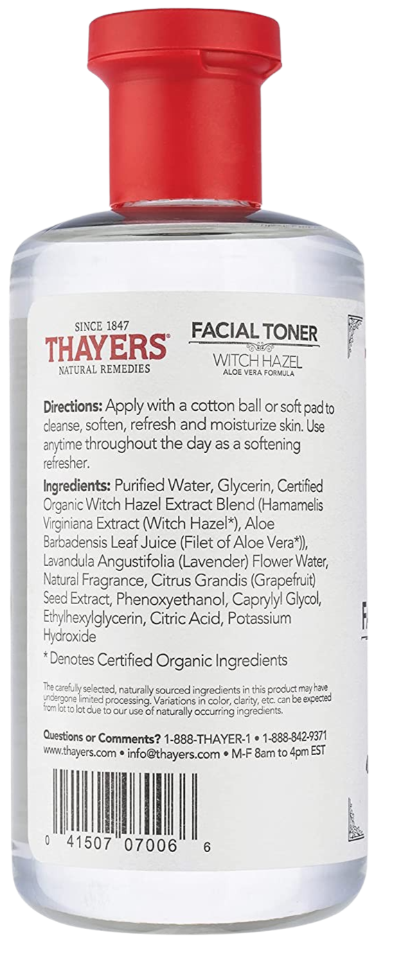 Witch Hazel Facial Toner With Aloe Vera Formula Alcohol-Free Lavendar