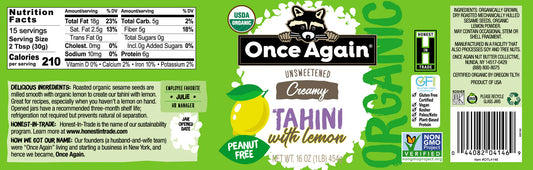 Unsweetened Creamy Tahini With Lemon