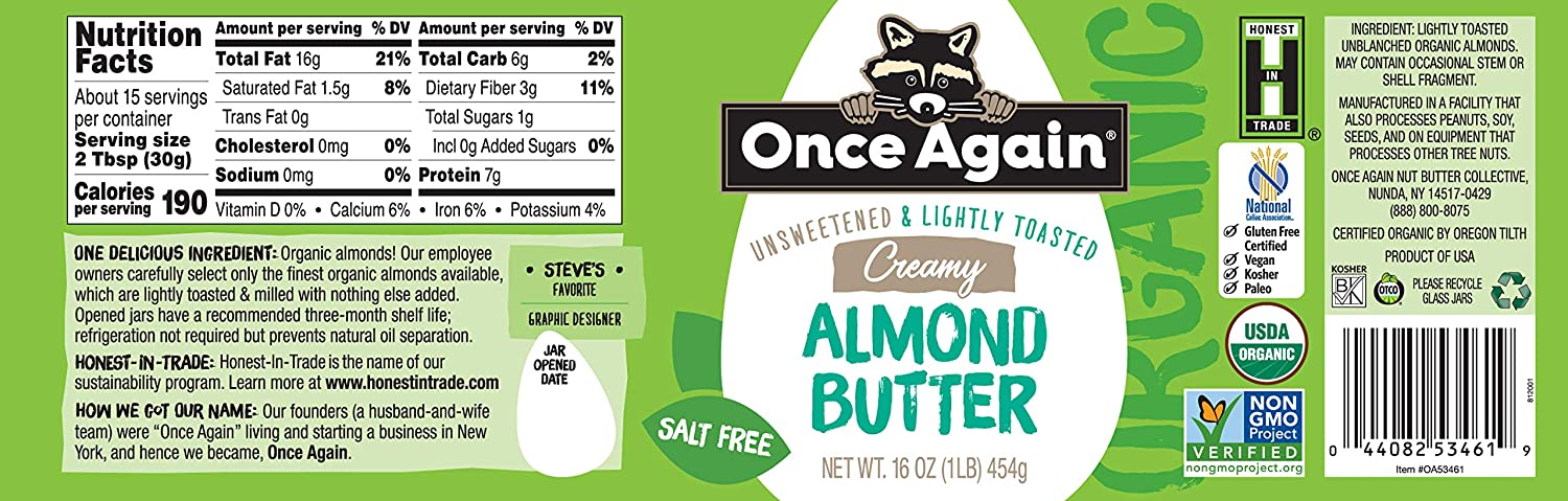 Organic Lightly Toasted Almond Butter