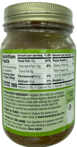 Organic Lightly Toasted Almond Butter