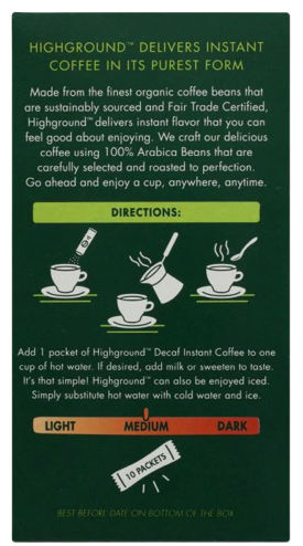 Organic Decaf Instant Coffee Stick 10Ct