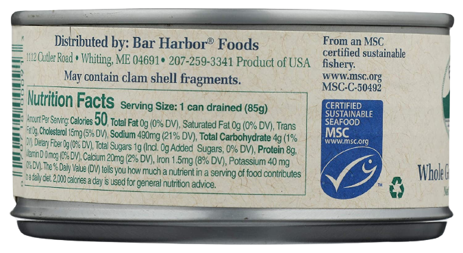 Whole Gourmet Ocean Clams
