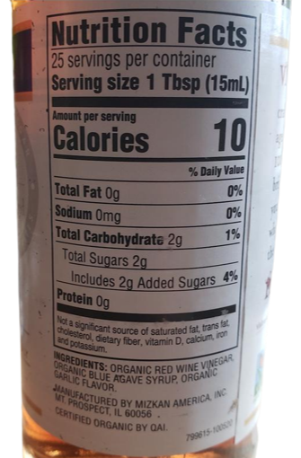 Organics Garlic Flavored Red Wine Vinegar