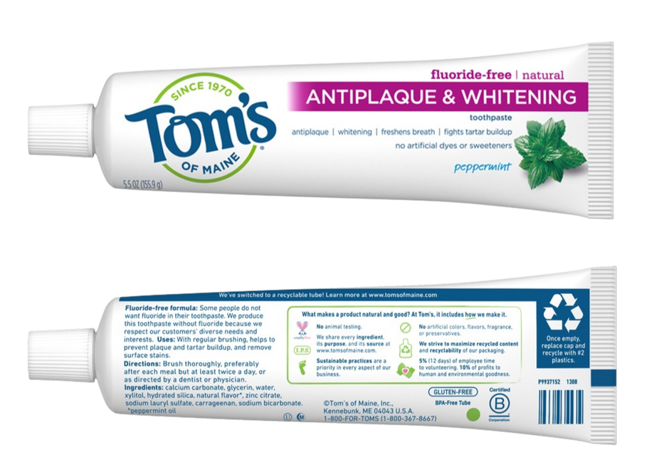 Antiplaque and Whitening Peppermint Natural Toothpaste
