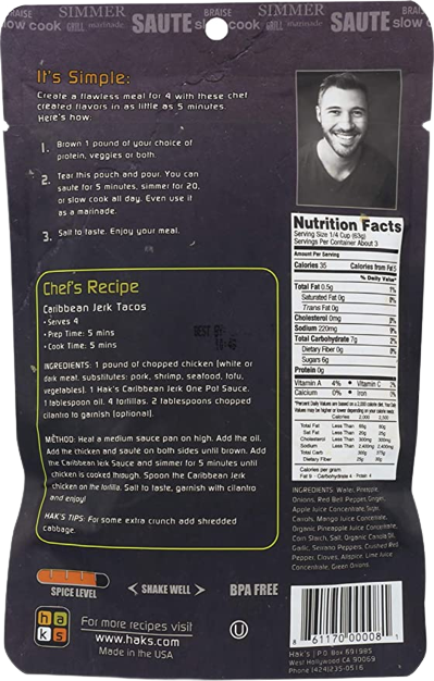 Caribbean Jerk  Cooking Sauce Pouch