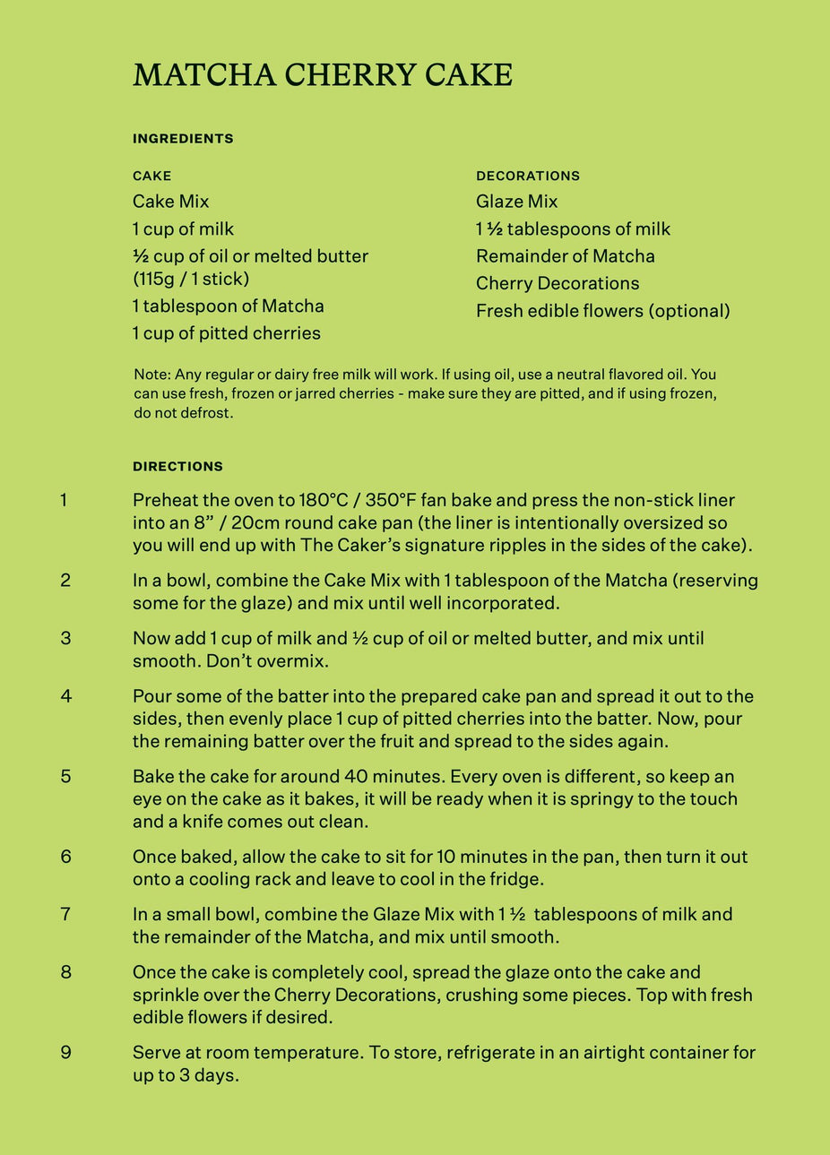 Matcha Cherry Cake Kit