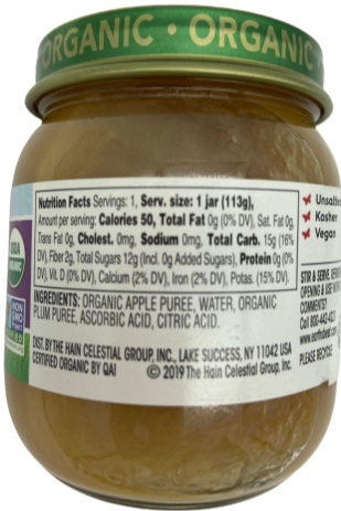 Organic Strained Apple Plum