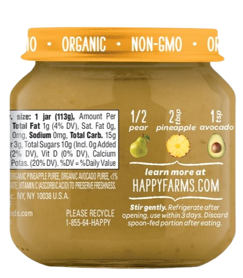 Pears, Pineapple & Avocados Stage 2 Baby Food (6 Pack)