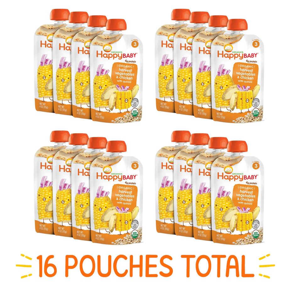 Hearty Meals Organic Harvest Vegetables & Chicken Stage 3 Baby Food (16 Pack)