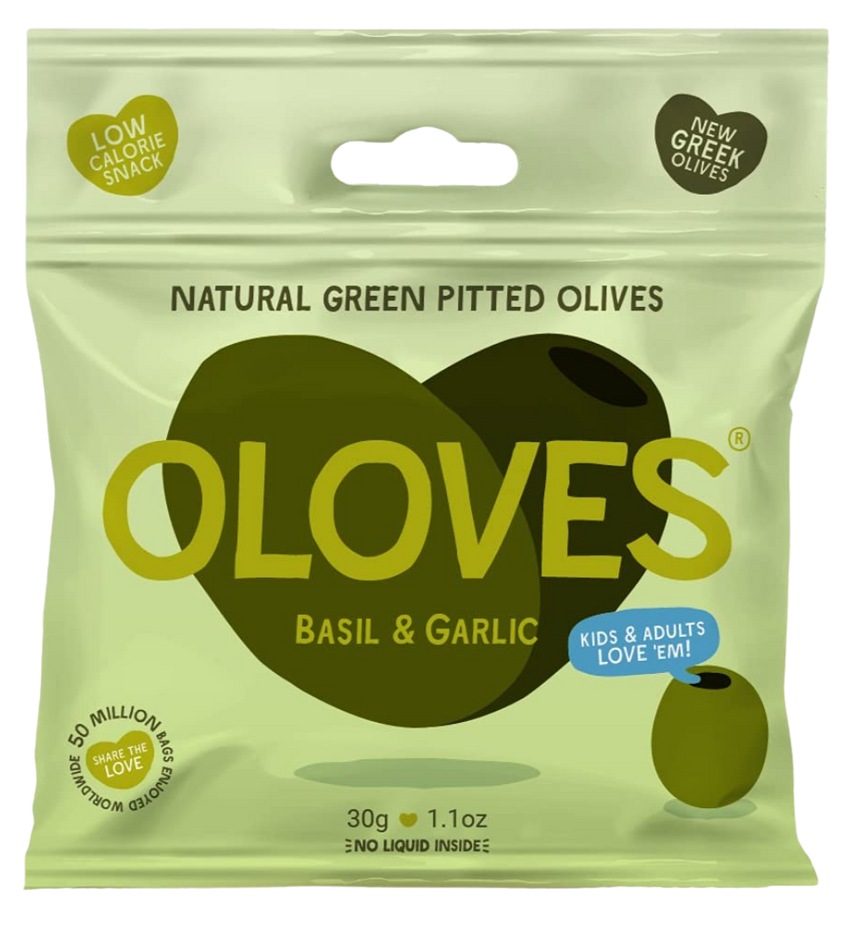 Basil & Garlic Pitted Green Olives (10 Pack)