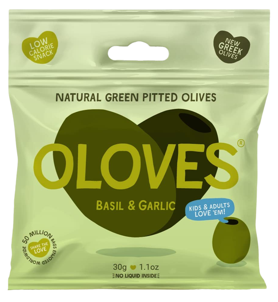 Basil & Garlic Pitted Green Olives (10 Pack)