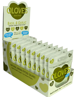 Basil & Garlic Green Pitted Olives (10 Pack)