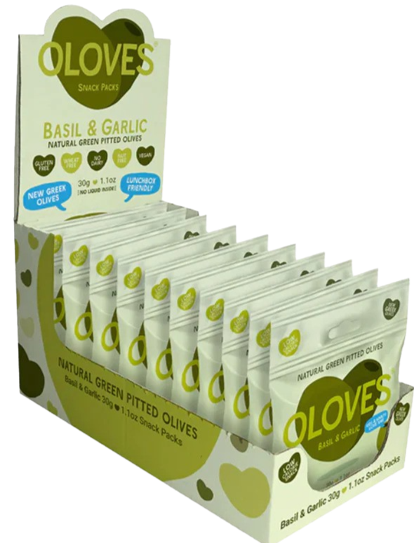 Basil & Garlic Green Pitted Olives (10 Pack)