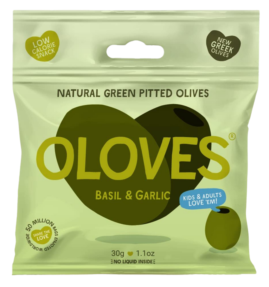Basil & Garlic Green Pitted Olives (10 Pack)