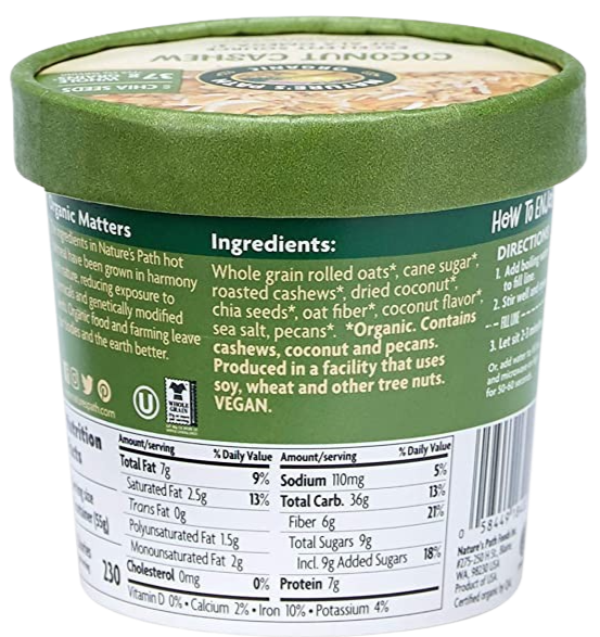 Coconut Cashew Oatmeal Cup, 6ct