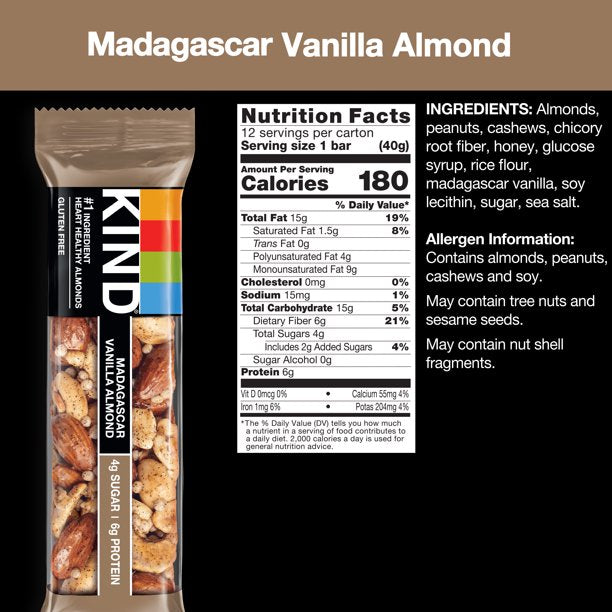 Madagascar Vanilla Almond Bar (12 Pack)