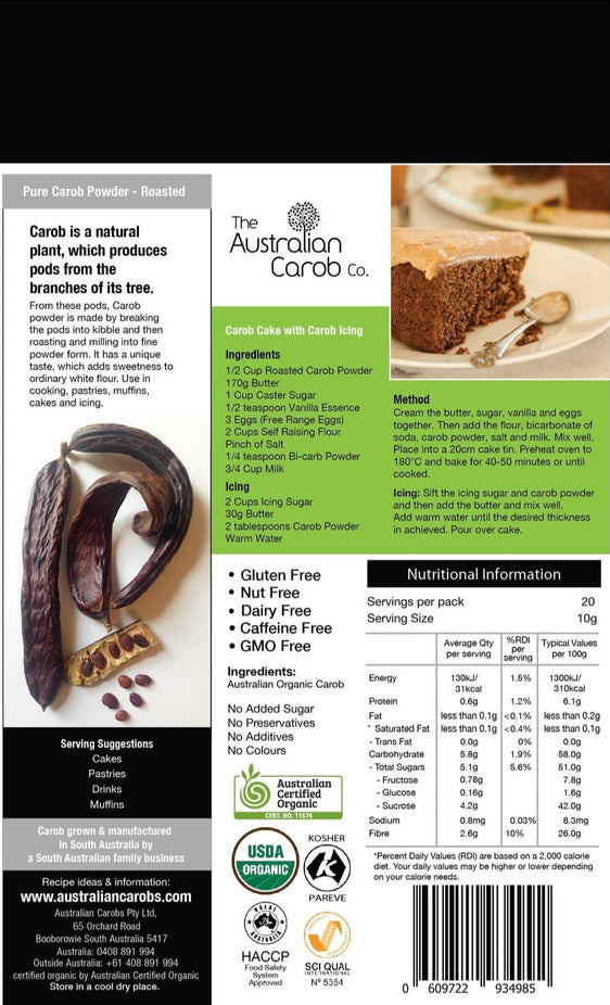 Organic Australian Roasted Carob Powder