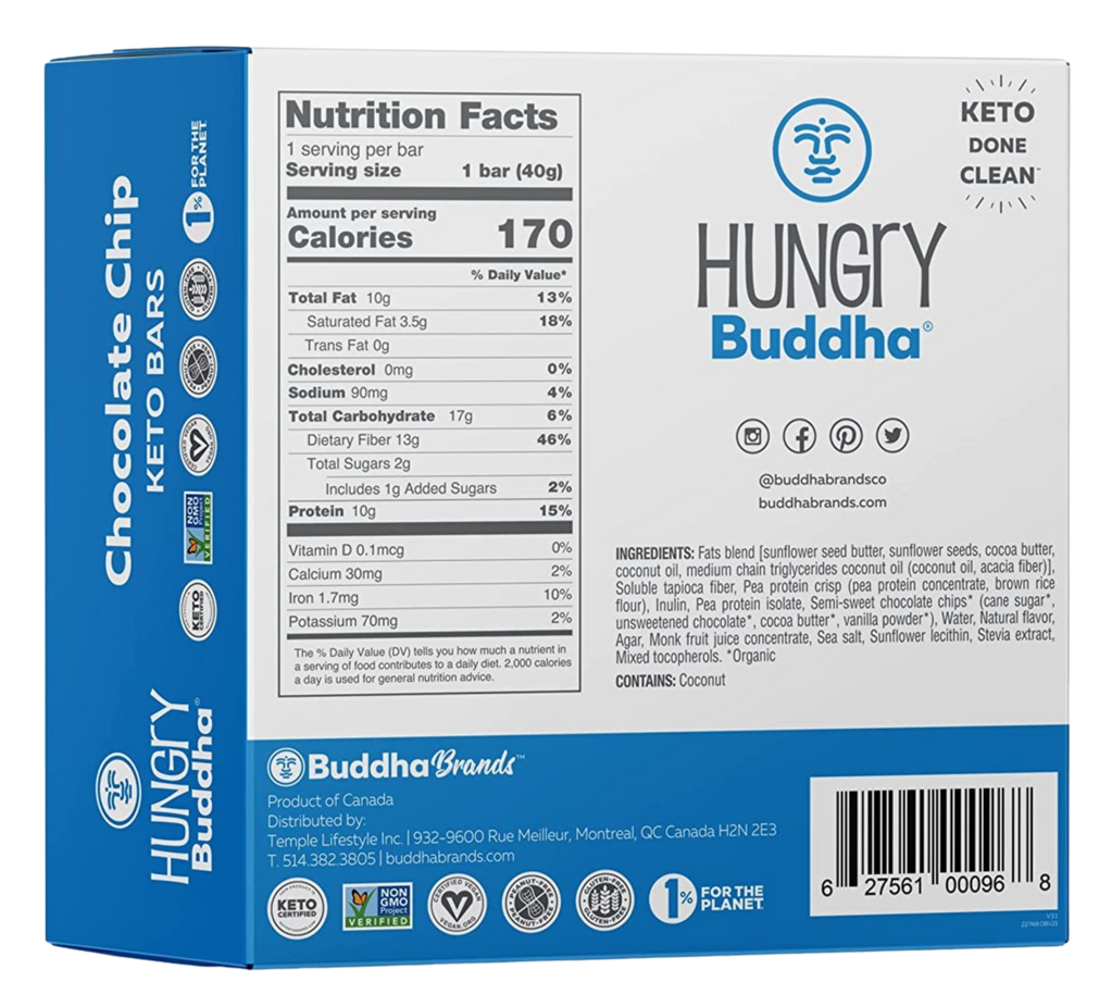 Chocolate Chip Keto Bars (12 Pack Case)