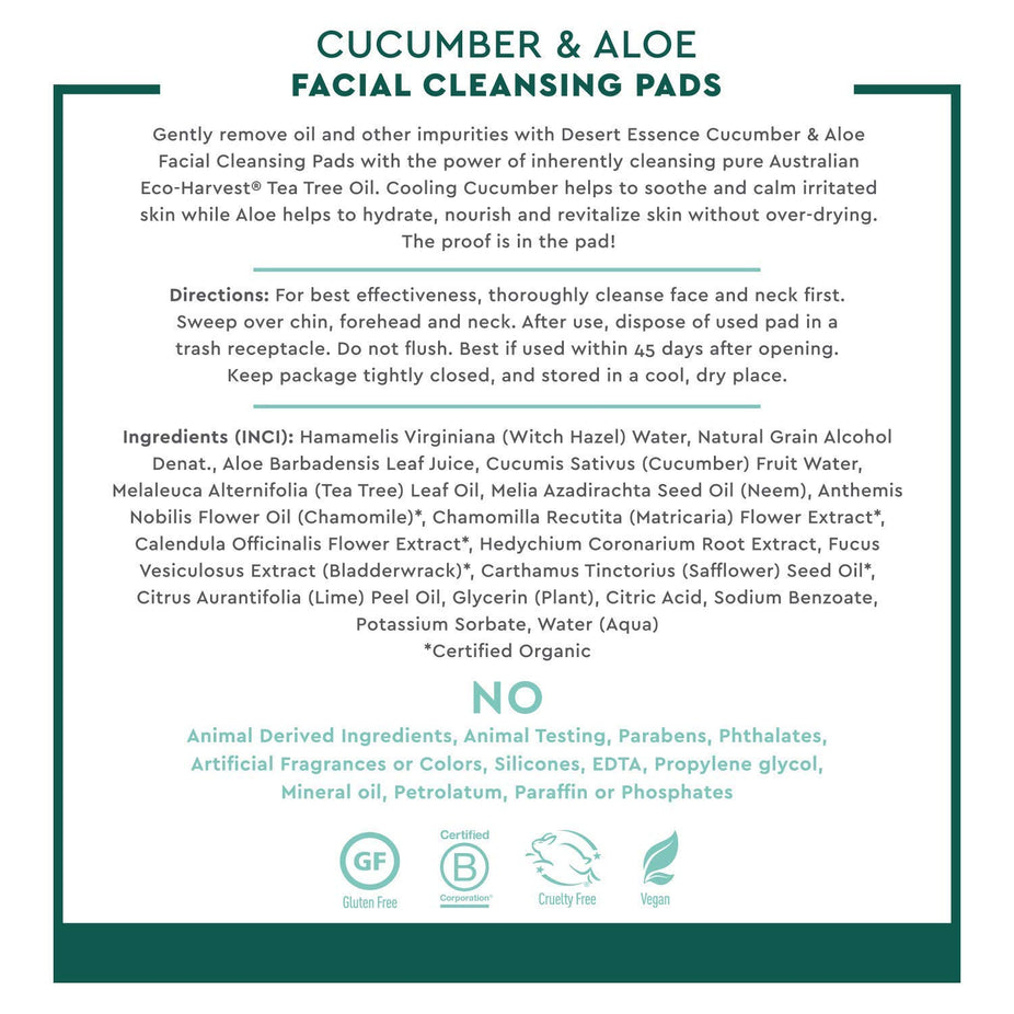 Cucumber & Aloe Facial Cleansing Pads