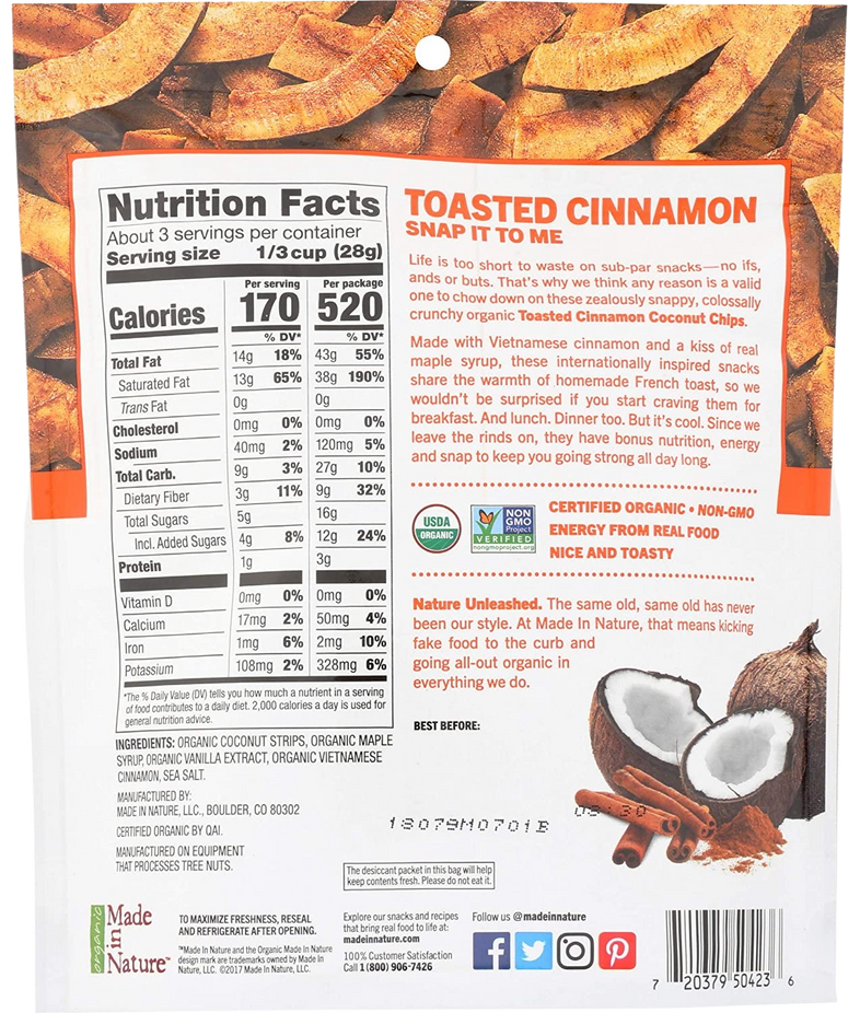 Organic Toasted Cinnamon Coconut Chips