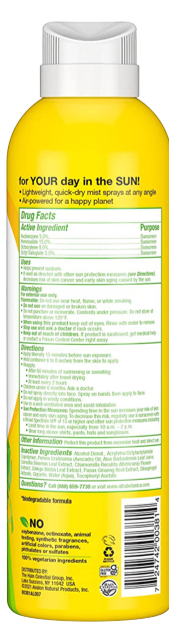 Sensitive Fragrance Free Sunscreen Spray, Spf 50