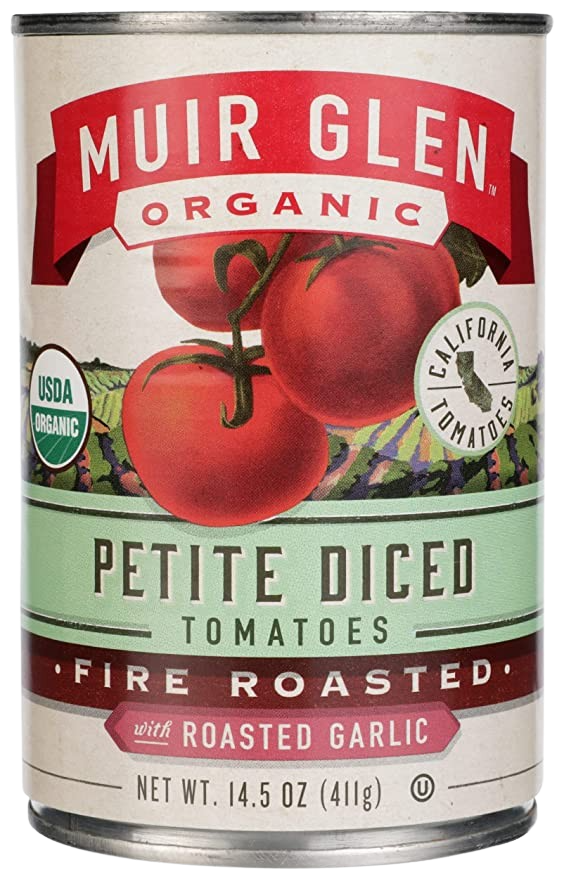 Organic Petit Fire Roasted Garlic Diced Tomatoes