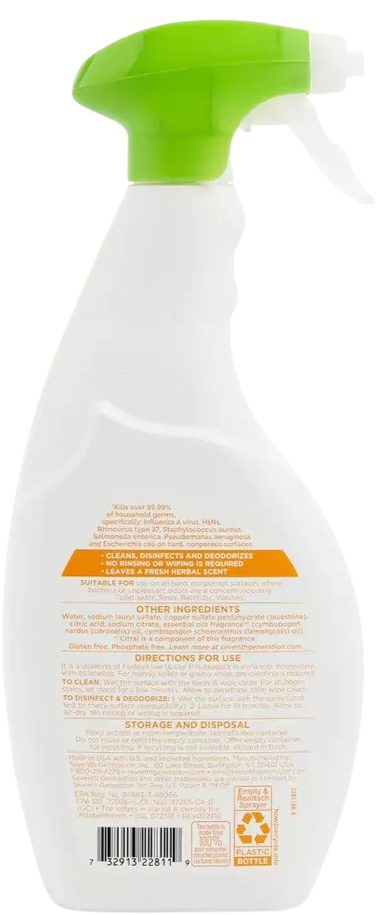 Lemongrass Citrus Disinfecting Bathroom Cleaner