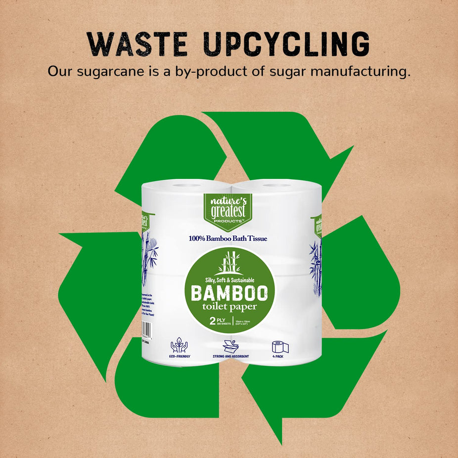 100% Bamboo & Sugarcane Bath Tissue 300 Sheets 2 Ply (4 CT)