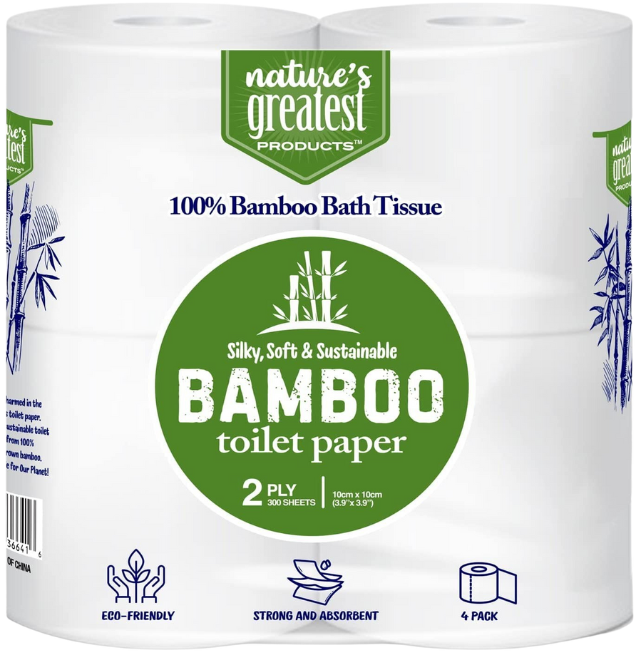 100% Bamboo & Sugarcane Bath Tissue 300 Sheets 2 Ply (4 CT)