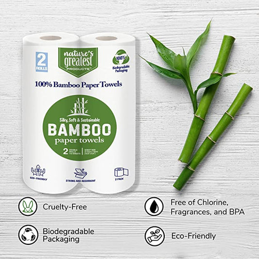 100% Bamboo Paper Towels 115 Sheets 2 Ply