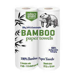100% Bamboo Paper Towels 115 Sheets 2 Ply