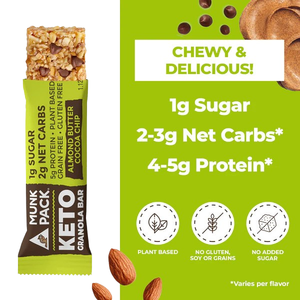 Keto Almond Butter Cocoa Chip Granola Bar (12 Pack)