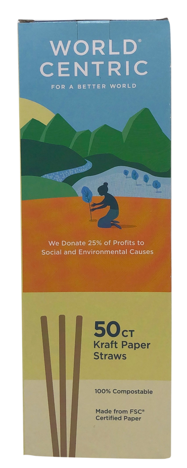 Compostable Kraft Paper Straw, 8 inch