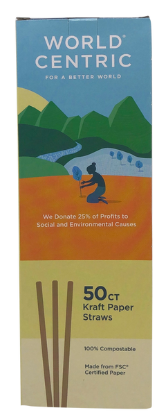 Compostable Kraft Paper Straw, 8 inch