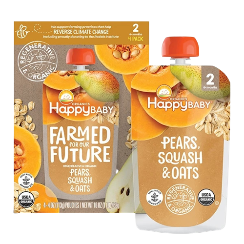 Pear Squash & Oats Stage 2 Baby Food Pouches (4 Pack Case)