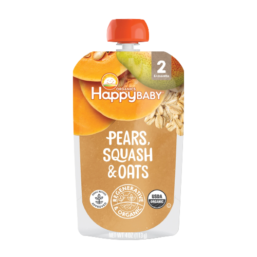 Pear Squash & Oats Stage 2 Baby Food Pouches (4 Pack Case)