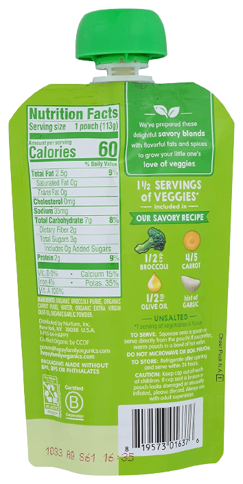 Organic Broccoli & Carrots Baby Food