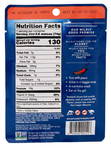 Wild Albacore Tuna With Sweet Red Chili Pepper Pouch