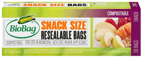 Compostable Resealable Snack Bags (30 Ct)
