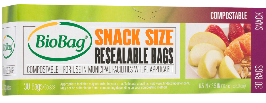Compostable Resealable Snack Bags (30 Ct)