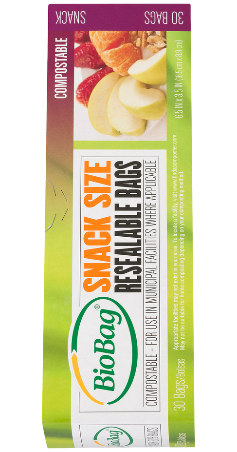 Compostable Resealable Snack Bags (30 Ct)