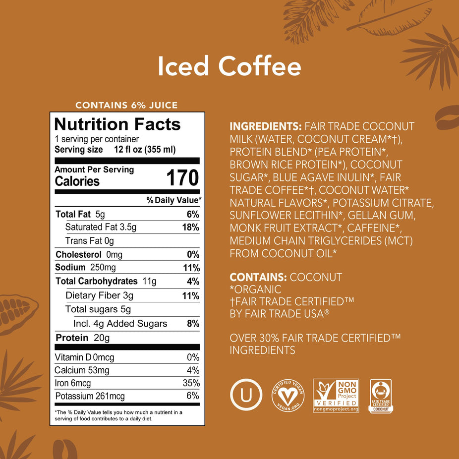 Plant Based Protein Iced Coffee (12 Pack)